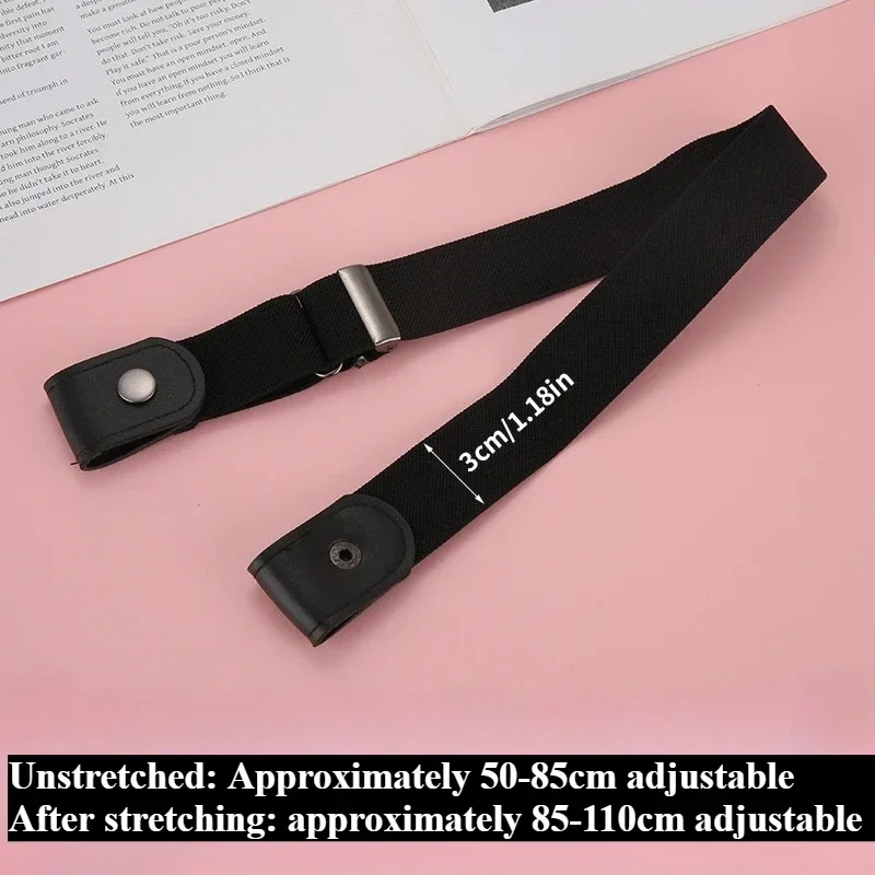 조절 가능한 신축성 허리밴드, 버클 없는 여성/남성용 청바지/드레스 벨트, 버클 없이 착용하기 쉬운 인스 스타일