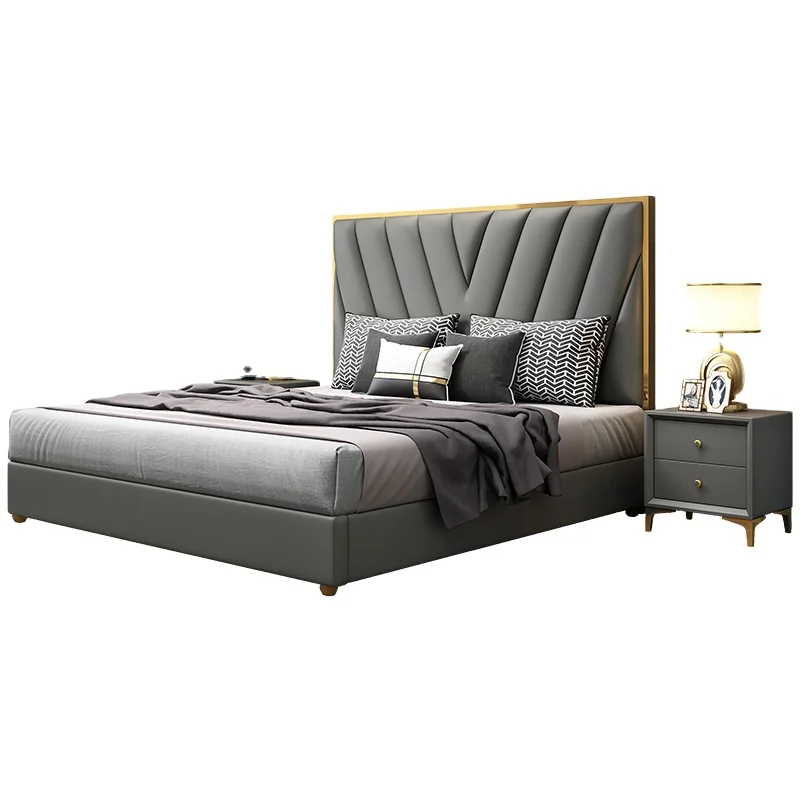 

modern bedroom furniture American double bed king size bed Leather bed