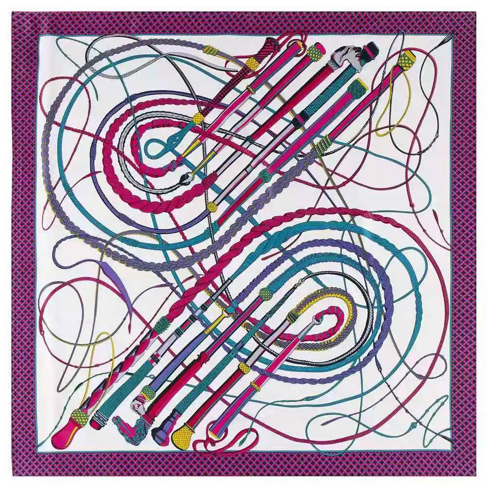 

130*130cmSquare Scarf Luxury Brand Bandana Large Twill Silk Scarf Women Kerchief Fashion Scarves For Ladies Shawls Echarpes