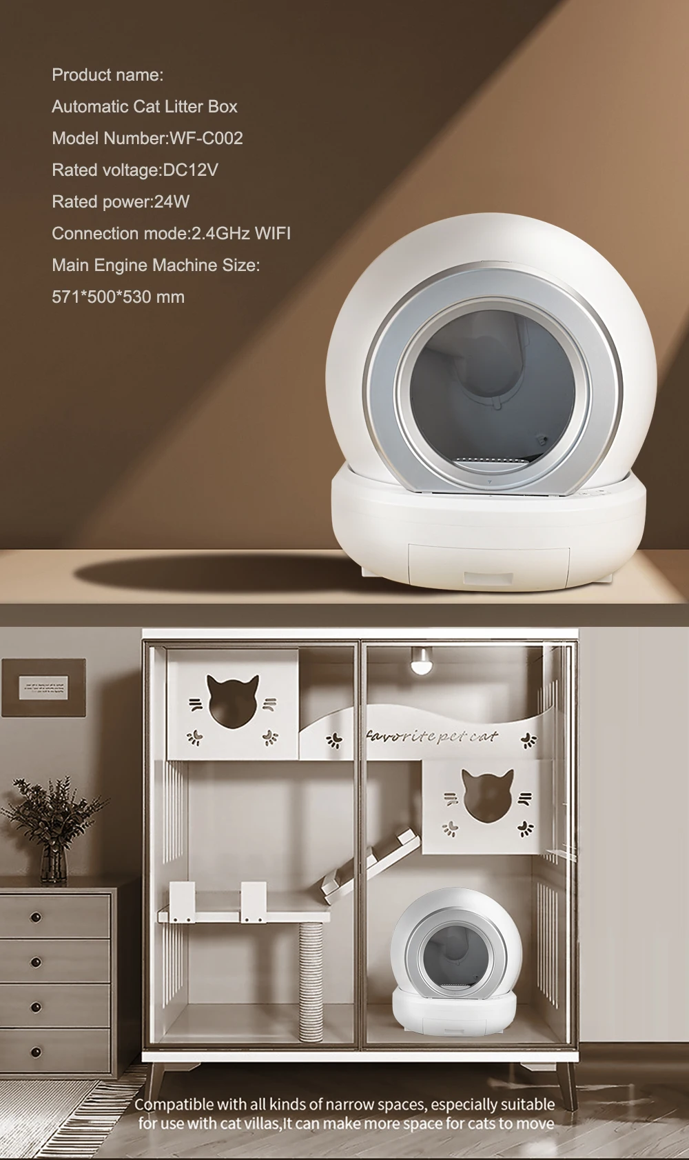 Automatic Self-cleaning Cat Litter Box With App Control For Cats_voghion.com