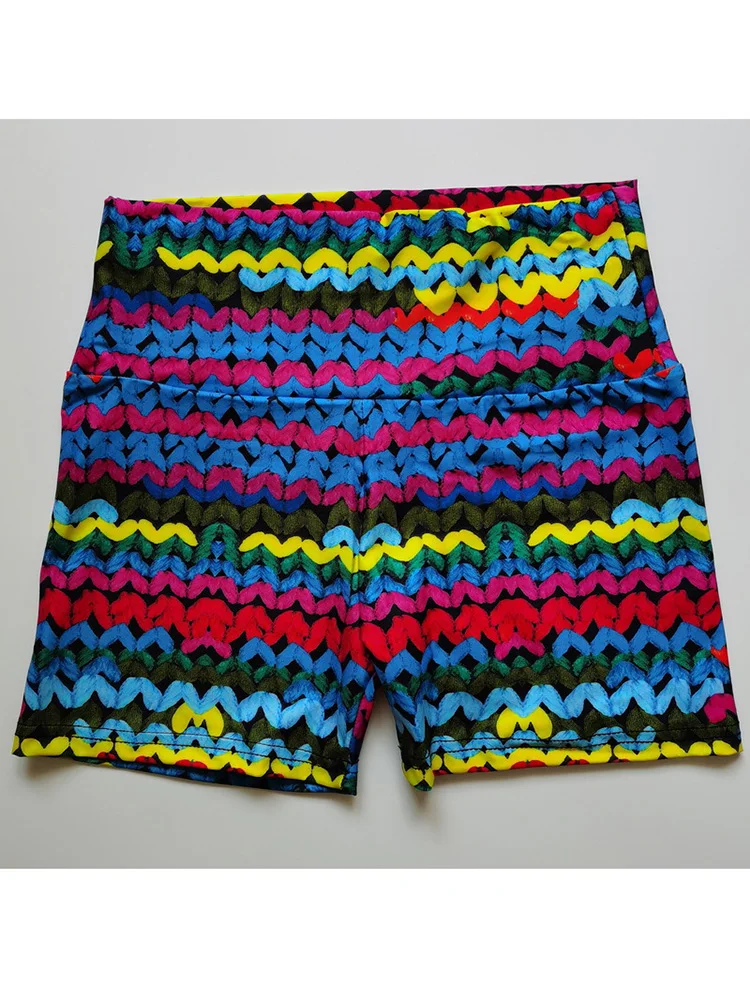 Colorful Wool Printing Summer Shorts Women High Waist Push Up Leggins Workout Tights Gym Sport Fitness Ladies Outfits
