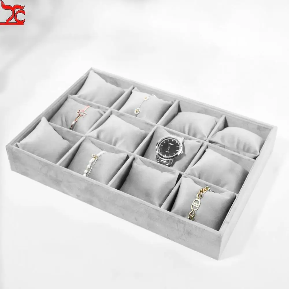20 Grid Velvet Earnail Pendant Jewelry Display Tray 12 Grid Bracelet Watch Premium Pillow Plate Adjustable Shelf 35*24 Menora