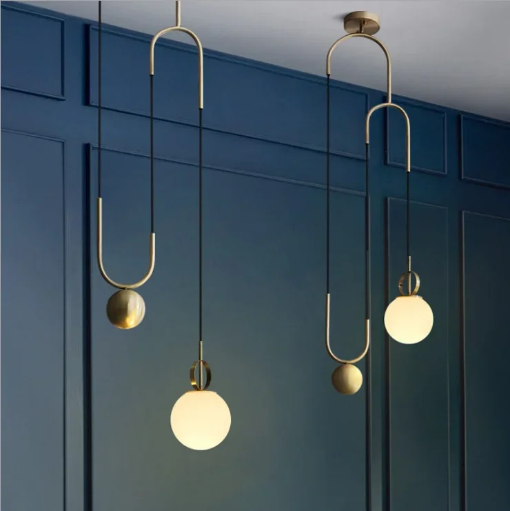 

Modern simple factory wind lamp living room dining room clothing store glass single head small Chandelier