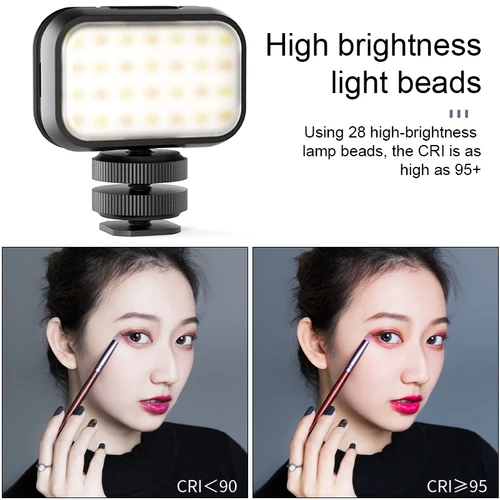 Ulanzi 울트라 미니 충전식 LED 비디오 라이트, 조절식 브이로그 라이트, 유튜브 셀카 라이브, C 타입 충전 라이트, VL28, 6500K 3