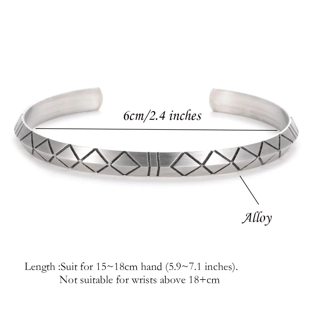 Men Nordic Minimalist Triangle Pattern Bangle Bracelet