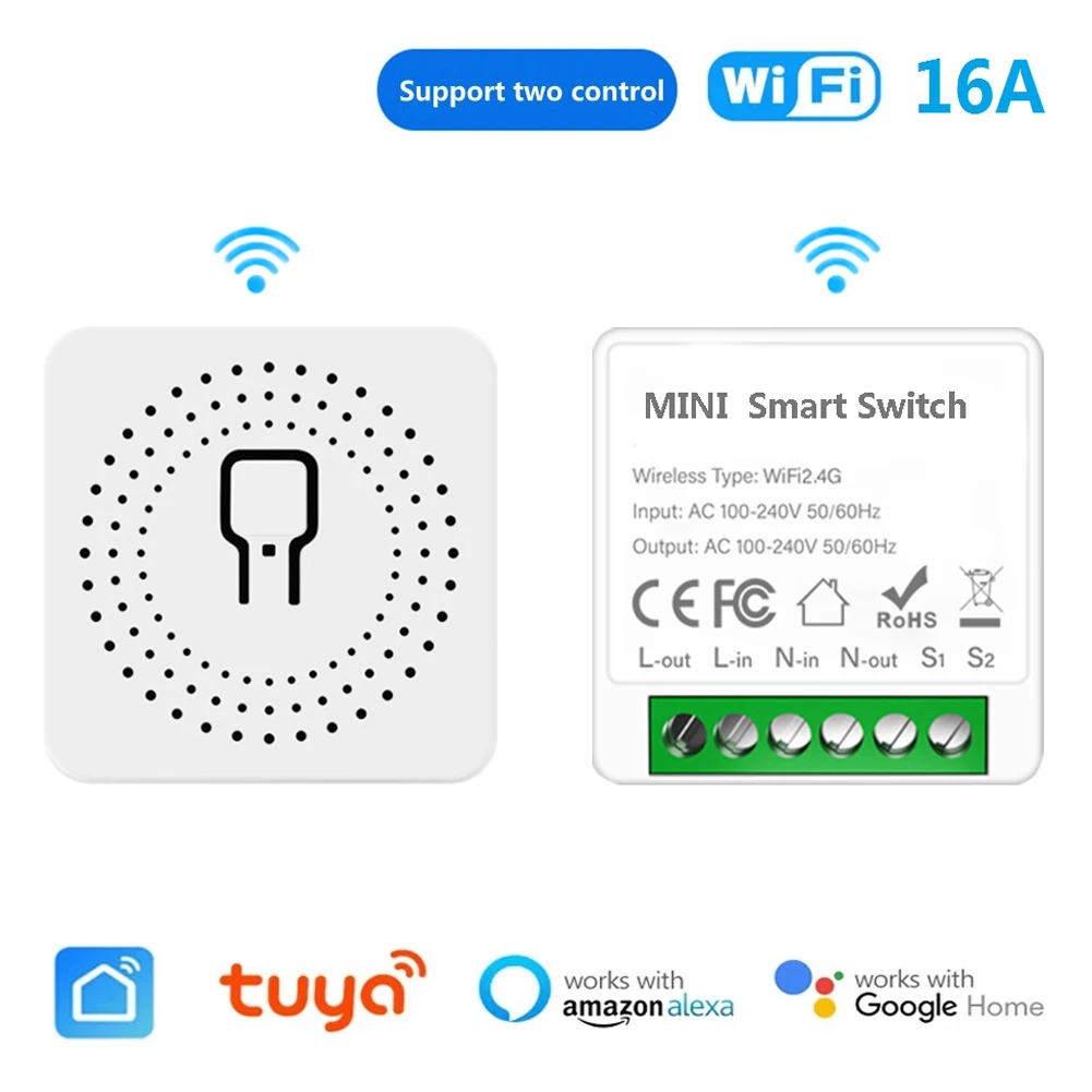 16A Wifi Smart Switch Smart Home Light Switches Module 2 Way Control Work with Tuya Life Alexa Google Home Switch smart switch
