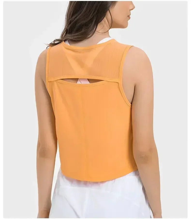 

Lulu Sculpt Yoga Top For Women Loose Fit Workout Crop Tank Gym Wear Sleeveless Back Hollow Out Sportswear Running Sport Shirts