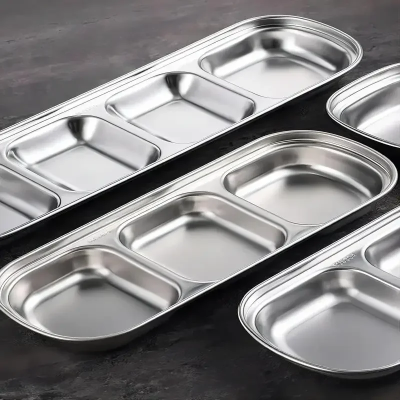 304 Stainless Steel 3-compartment Dip Tray Seasoning Sauce Seasoning Tray Korean style BBQ Restaurant Cutlery