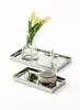 Nordic Electroplated Silver-plated Mirror Glass Tray Rectangular Storage Disk Jewelry Tier tray Home Decoration Snack Plates 1