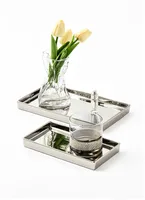 Nordic Electroplated Silver-plated Mirror Glass Tray Rectangular Storage Disk Jewelry Tier tray Home Decoration Snack Plates 1