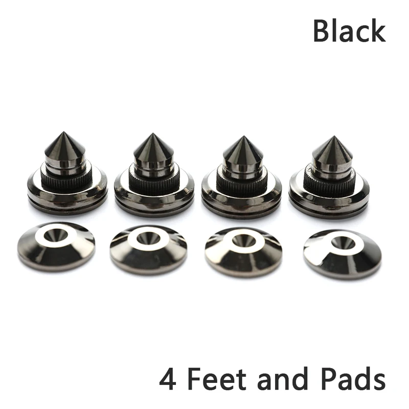 Set of 4 Premium Pure Copper Silver Speaker Spike Pads for Enhanced Sound Quality