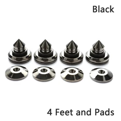 Set of 4 Premium Pure Copper Silver Speaker Spike Pads for Enhanced Sound Quality (Black)
