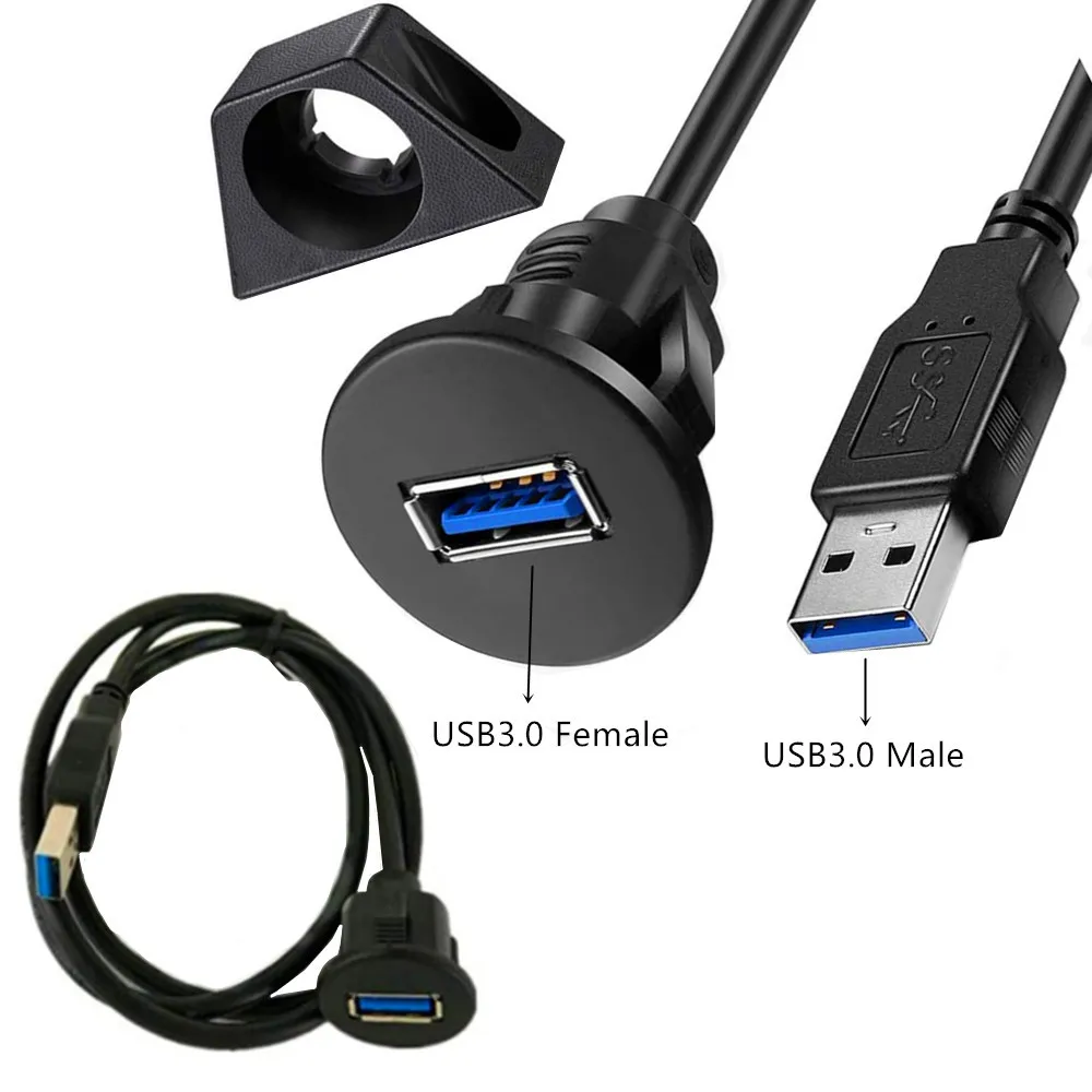 Impermeável Incorporado Dock Adapter Painel do Painel Usb 3.0 2.0 Port Macho para Fêmea Carro Motocicleta Cabo de Extensão do Navio 5gbps