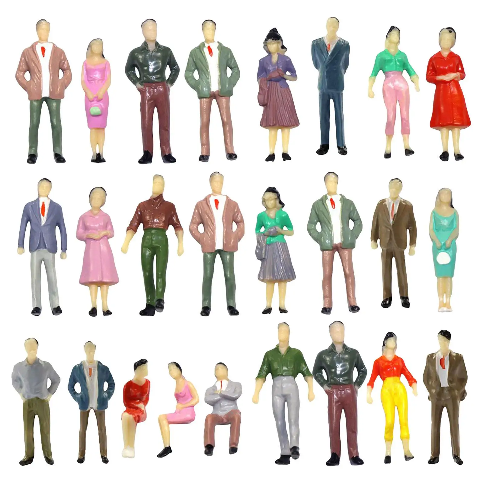50x 1/50 People Figures Painted Passengers Tiny People for Train Mini Dollhouses