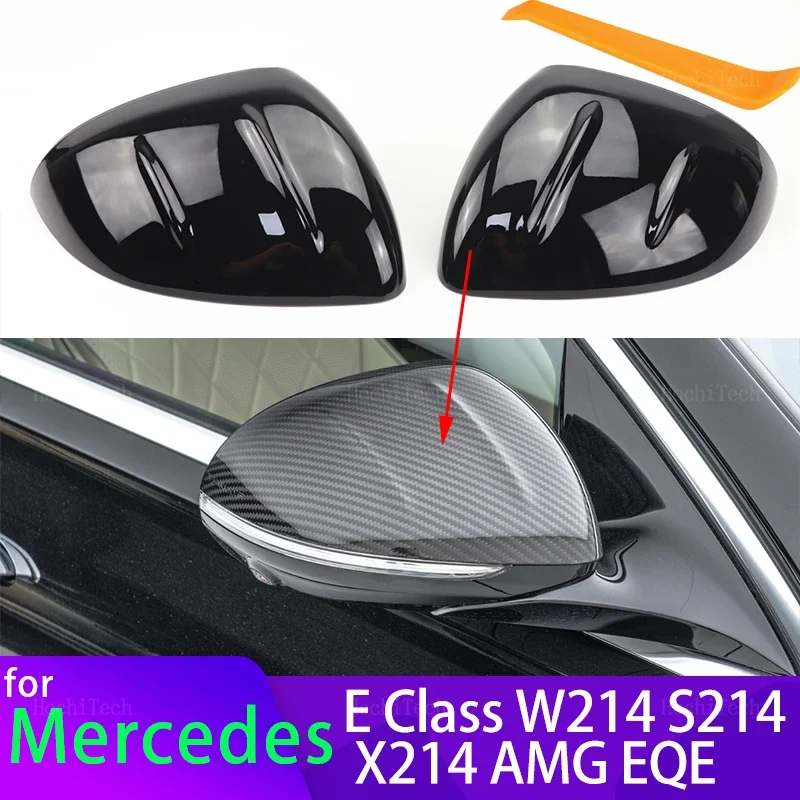 Черные карбоновые зеркала для Mercedes-Benz E-Class E W214 S214 X214 EQE V295 AMG 43 53 — аксессуары со специальными функциями Черные карбоновые зеркала для Mercedes-Benz E-Class E W214 S214 X214 EQE V295 AMG 43 53 — аксессуары со специальными функциями