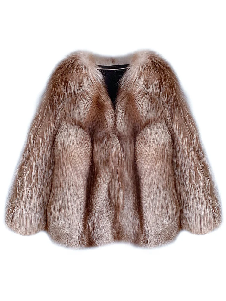 

Chocolate Fur Coat Women's Whole Leather Fur and Leather Overcoat