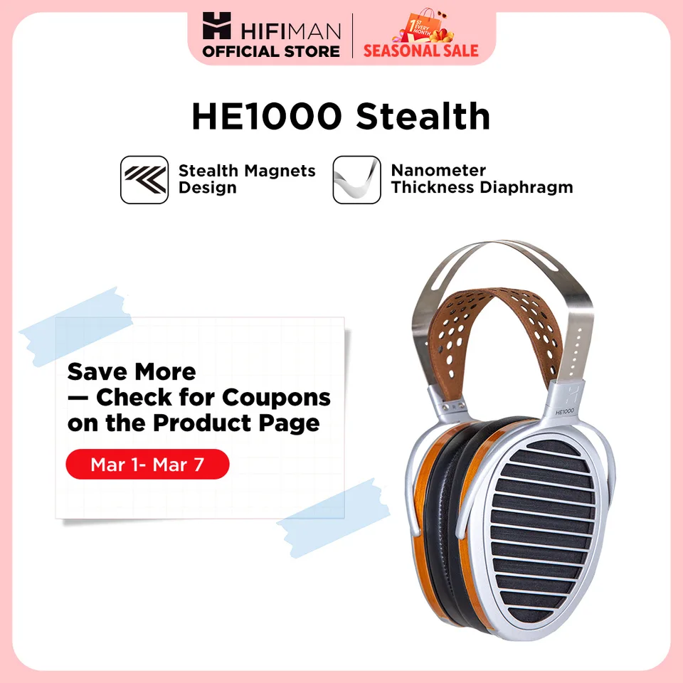 HIFIMAN HE1000 Stealth Magnet Planar Magnetic Full-Size Over HIFIMAN HE1000 Stealth Magnet Planar Magnetic Full-Size Over