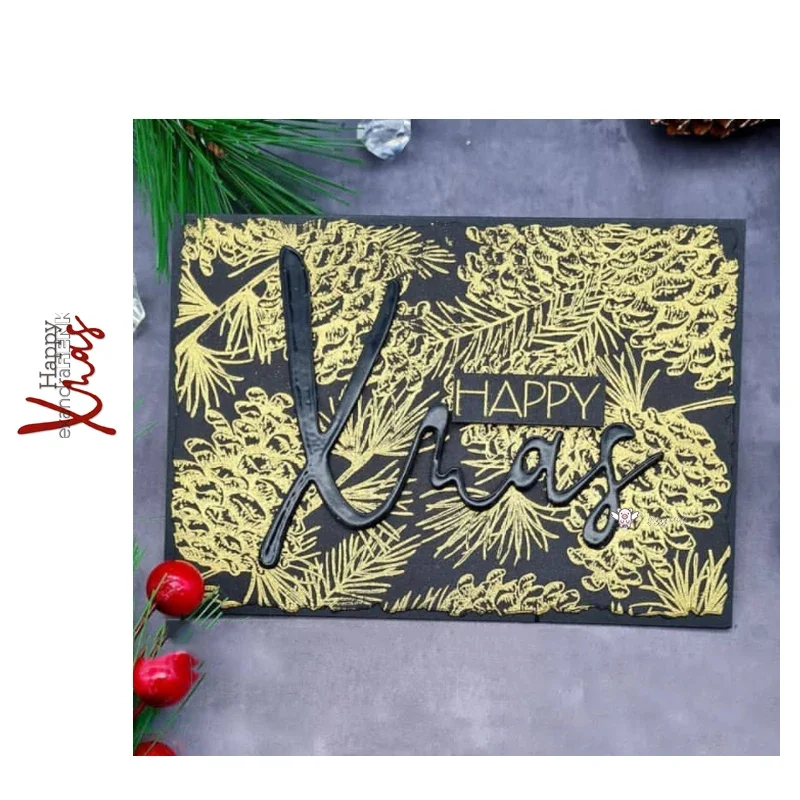 Mmao Crafts Metall-Stahl-Stanzformen, neue Happy Xmas Buchstaben, Schablone für DIY Scrapbooking, Papier/Fotokarten, Prägestempel