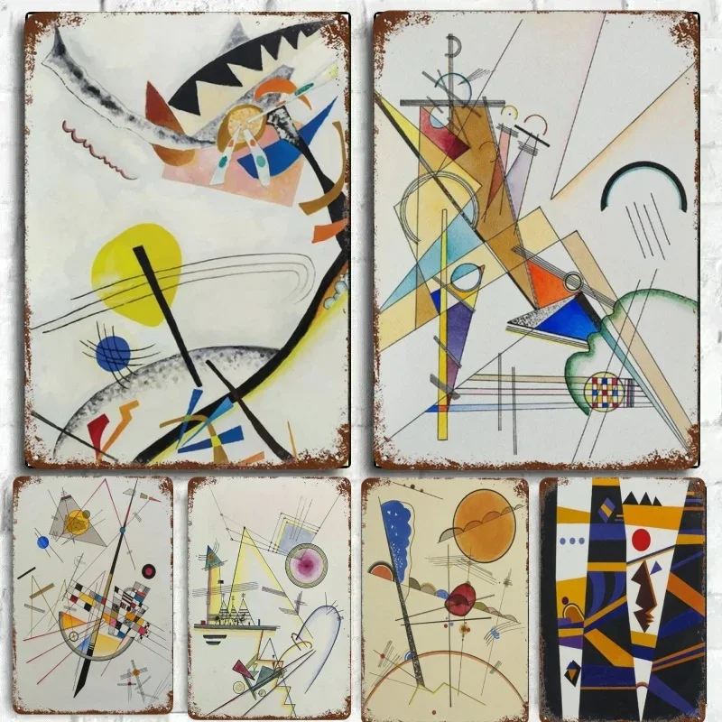 

Wassily металлические знаки Kandinsky геометрические настенные художественные Плакаты Декор Современный абстрактный стиль жестяные знаки картина для бара гостиной