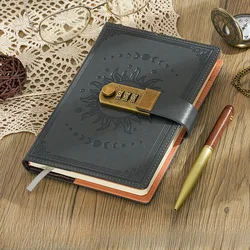 Secure Leather Diary: A5 Lockable Journal with Refillable 240 - Page Notebook - B6 (Light Grey)