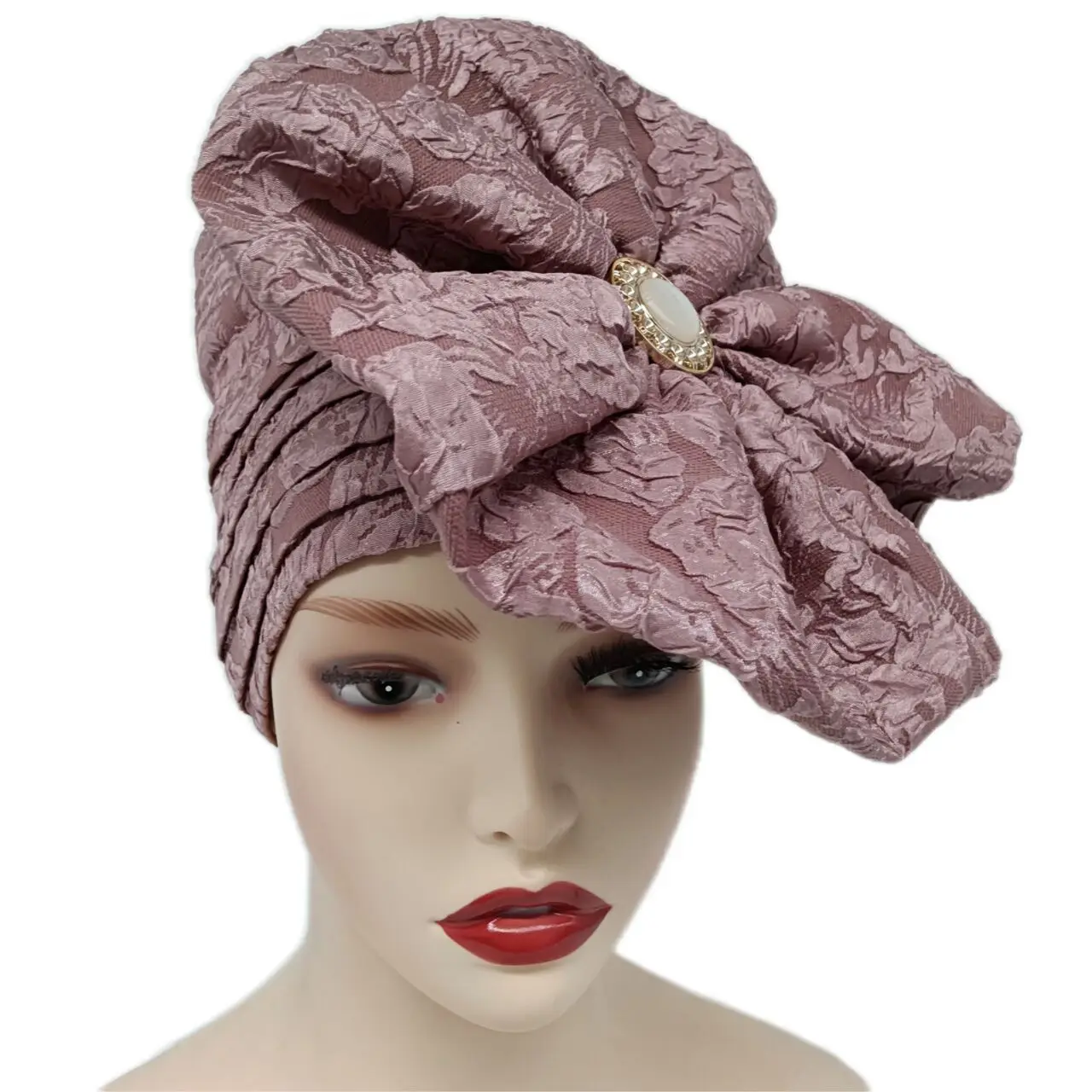

Wedding Oversized Lace Flower Turban Cap Elegant Head Wrap Solid Color Head Scarf Hijab Women Chemo Hats