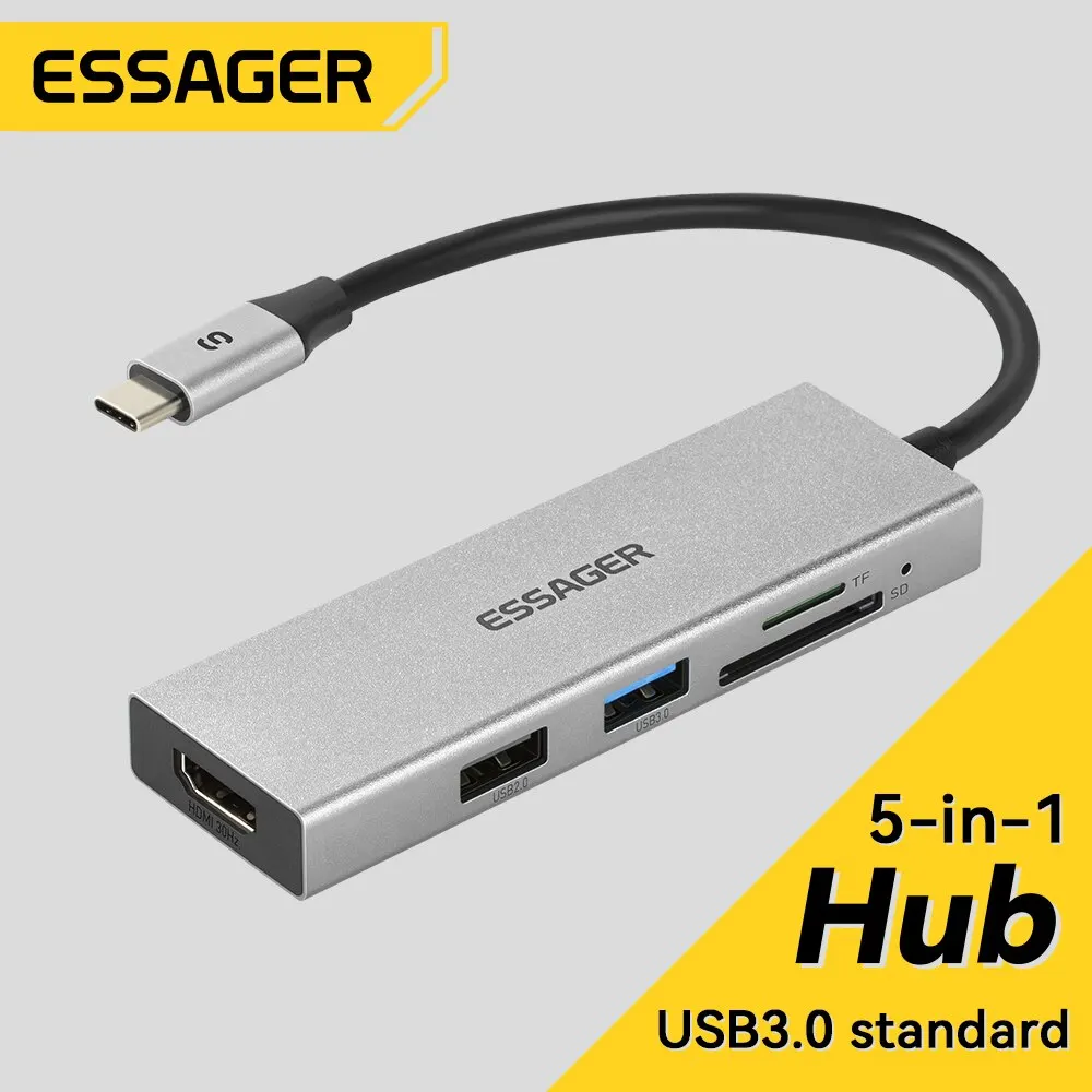 Type C Docking Station 5 in 1 USB C HUB HDMI-4K Docking Station Splitter For Macbook Adapter For Laptops USB 3.0 Type C usb hub converter usb hub adapter type c docking station docking station