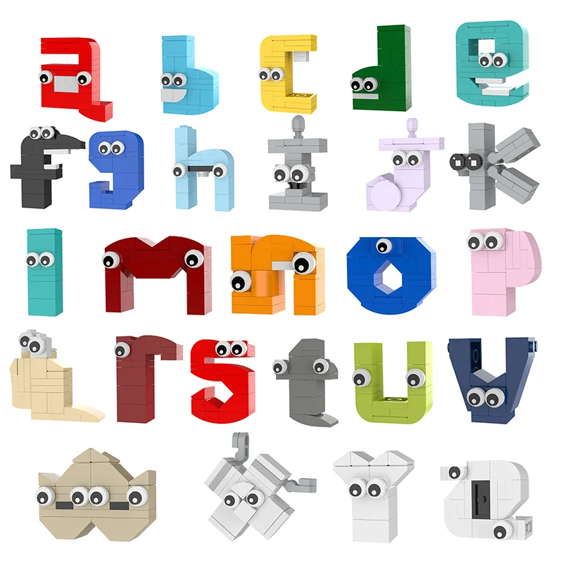 

Buildmoc Alphabeted a-z Letters Lored MOC Set Building Blocks Kits Toys for Children Kids Gifts Educational Toy 538PCS Bricks