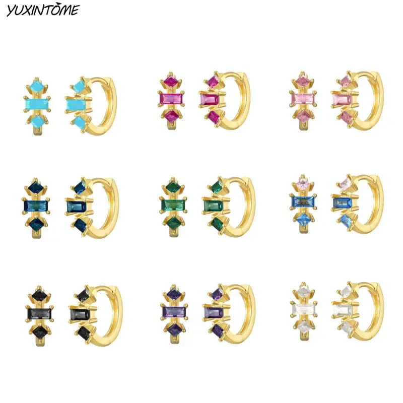 

925 Sterling Silver Needle Color Crystal Zircon Earrings Exquisite Trend Women's Earrings Party Wedding Wear Jewelry Gifts