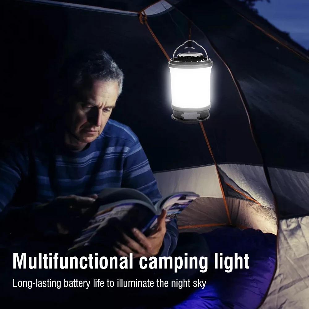 Description Picture 2 of itemBORUiT Camping Lights Hanging Tent Lamp Rechargeable Portable Waterproof for Hiking Fishing Emergency Home Power Outages