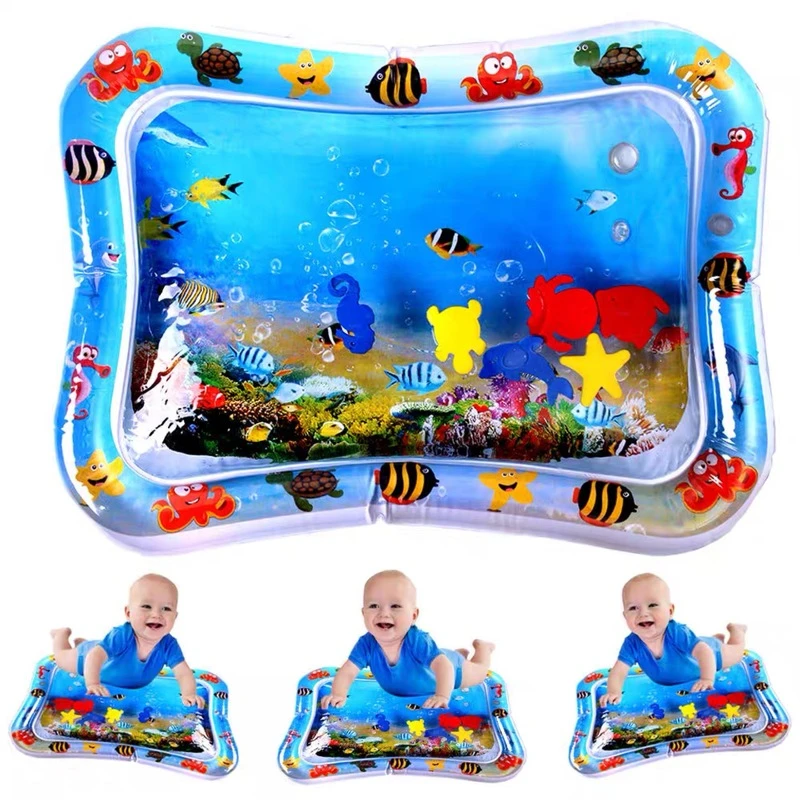 Inflatable Water Play Mat Infants Baby Toddlers Kid Fun Tummy Time Playmate Toy 
