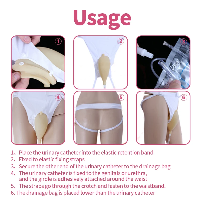 Urine Bag Urinal Collector Urinary Incontinence For Women Urination Catheter Device Urinating Bag Silicone Reusable