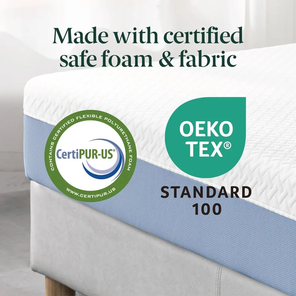 6-inch cooling essential memory foam mattress, fiberglass free, medium feel, certified safe foam and fabric 2