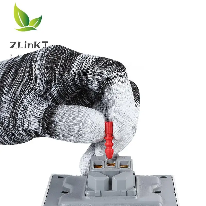 PU Fingers And Palms Gloves Printed Pink Nylon Work Non-Slip Household Labor Protection Gloves For Mechanic Construction 1pair 6
