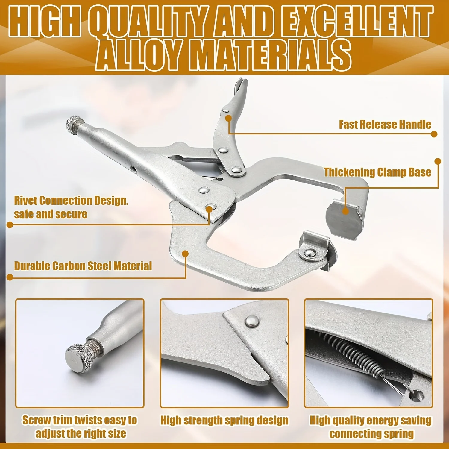 6 Inch Industrial Grade C-Clamp Set Heavy Duty Steel Woodworking Pliers