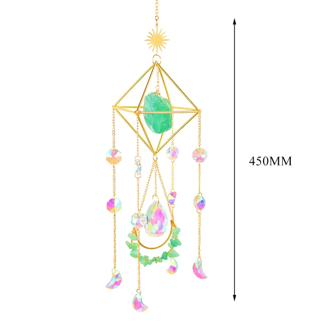 K9 Crystal Light Catchers Wind Chiem Diamond Hexagon Hold Kristály Természetes Színű Kő Napfény Csapdába Esik A Szélvédő Ékszerek - Image 5