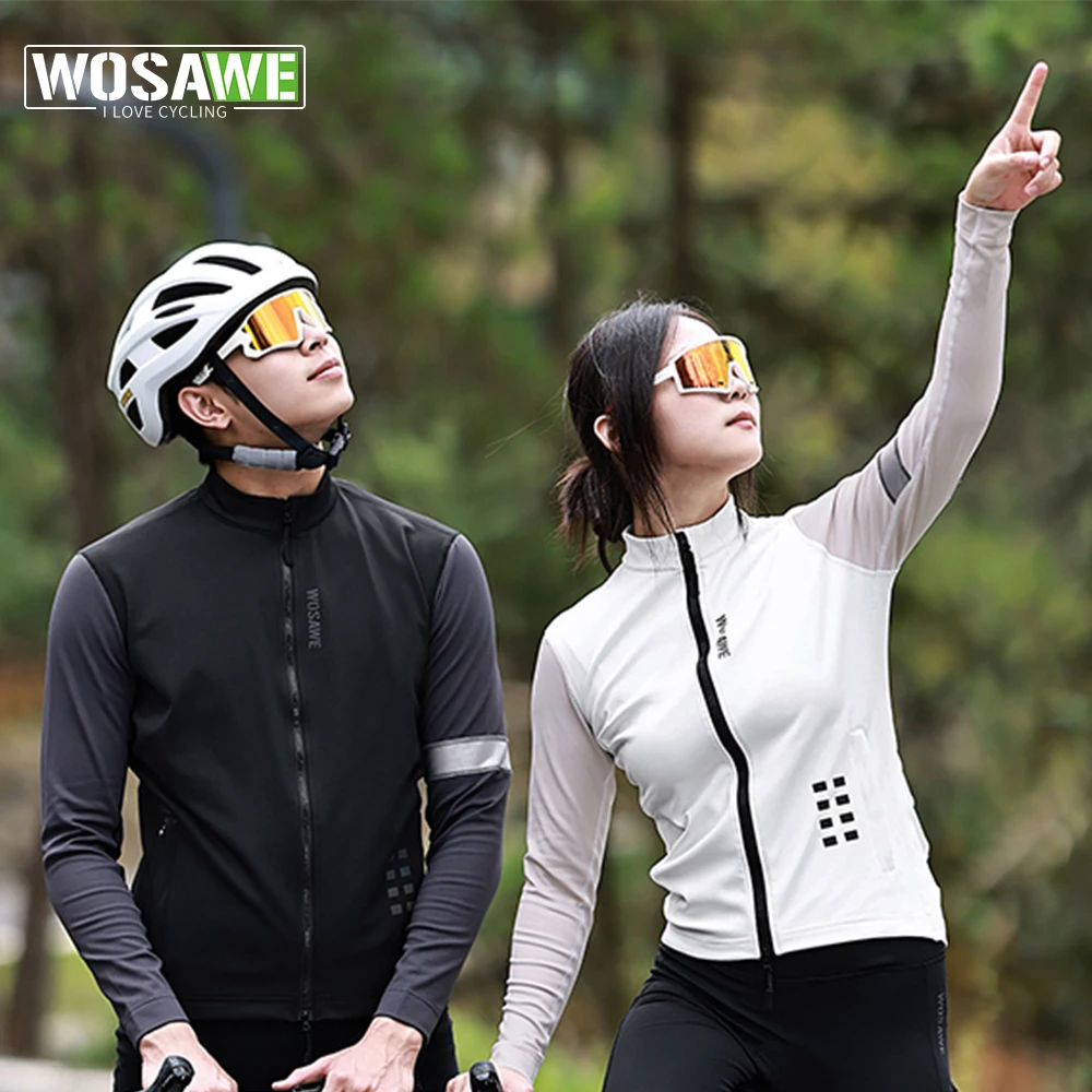 

WOSAWE 2023 Winter Cycling Jacket For Men Women Fleece Thermal Reflective MTB Coat Bike Hot Windproof Jacket Windbreaker 5~15℃