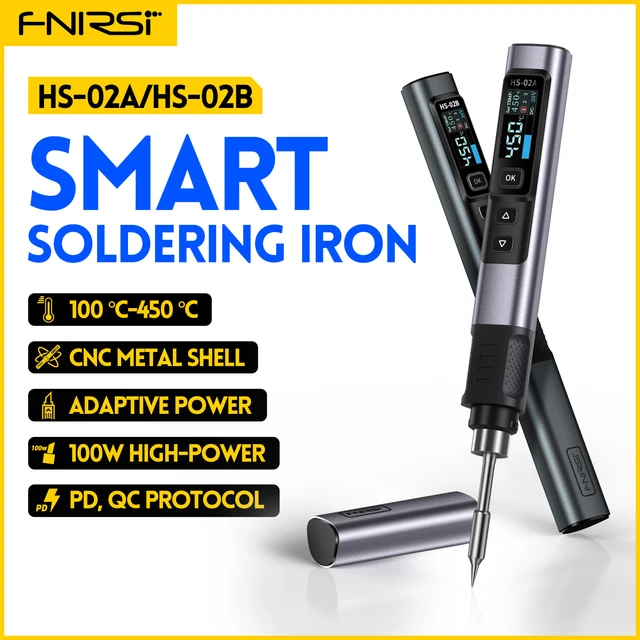 FNIRSI HS 02 Smart Electric Soldering Iron PD 100W Adjustable Constant Temperature Fast Heat Portable Soldering