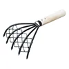 Sturdy Compact Claw Rake with Mesh Net 5-Tine Clamming Claws Long Handled for Shell Clam Digger 15 Inch Hand Rake 5