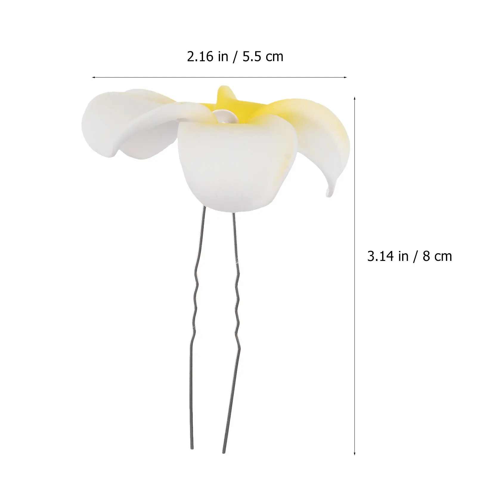 5Pcs 꽃 헤어 클립 하와이 플루메리아 U자형 클립 4.5cm 노란색 해변 파티 결혼식 열대 루아우 헤어 액세서리