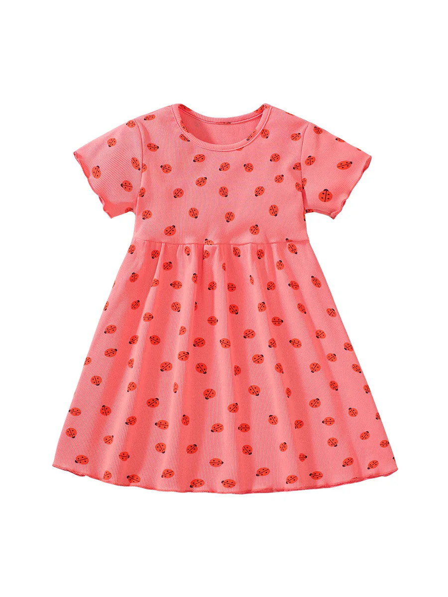 Ladybug Party Dress Children's Clothing 2025 Baby Girls Pink Dresses Cartoon Summer Holiday Dresses Kids Clothes