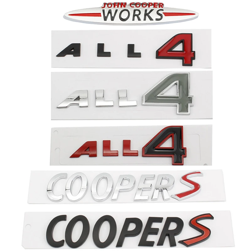 

3D Car Rear Trunk Emblem Door Fender Badge Stickers For MINI ALL4 ALL 4 John Cooper S Works Logo JCW R60 R61 F54 F60 Countryman