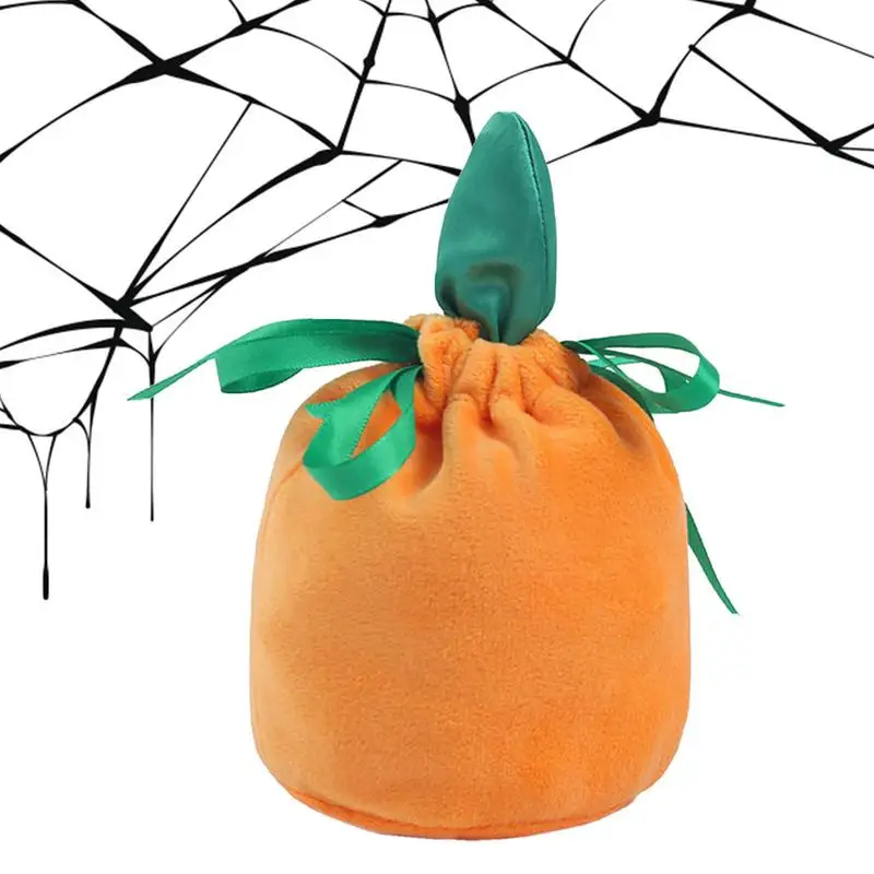 

Halloween Pumpkin Bags Reusable Velvet Drawstring Candy Bag Kids Candy Bucket Tote Bag Soft Pumpkin Party Favor Goodie Bags