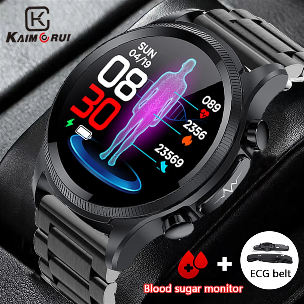 

2023 NEW Blood Sugar Smart Watch ECG PPG HRV PTT Blood Sugar Blood Pressure Monitoring Men Smartwatch Non-invasive Blood Glucose