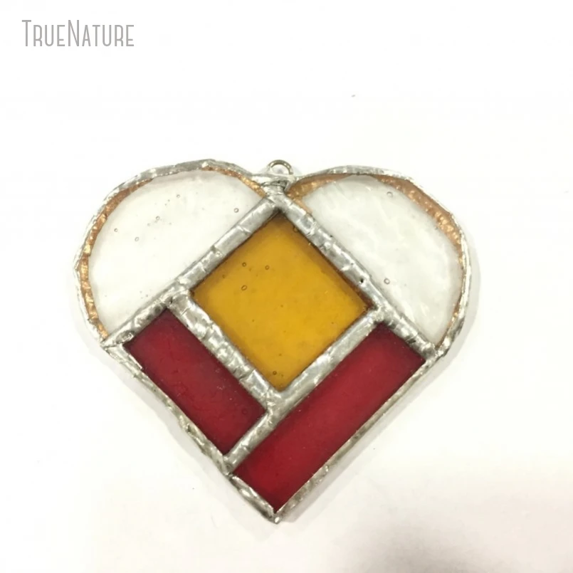

10Pcs Wholesale Yellow White Red Tin Stained Glass Soldered Heart Point Gift For Her Handmade Jewelry Mosaic Pendant PM37691