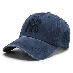 Vintage Distressed Unisex Embroidered Baseball Cap with Sun Protection - Adjustable (Navy)