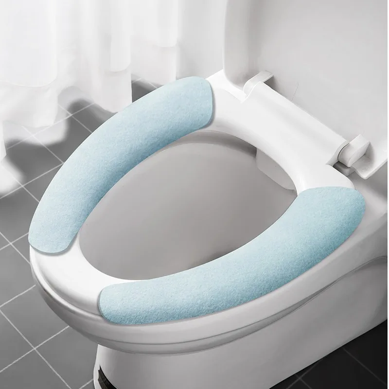 2Pc/set Reusable Warm Flannel Toilet Seat Cover Washable Seat Filling Bathroom Mat Cover