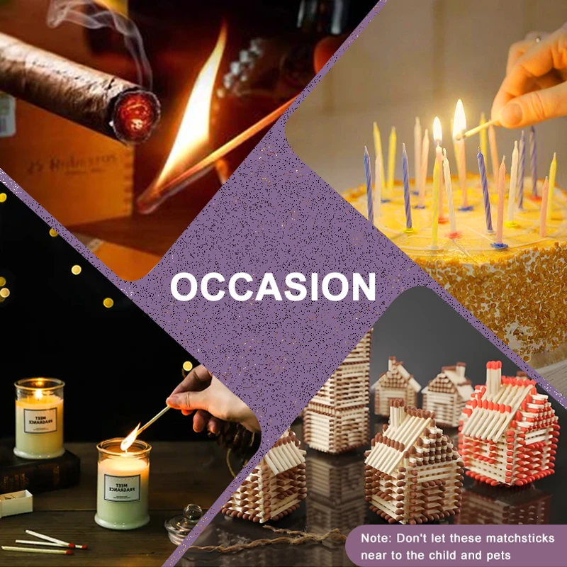 2 Inch Bulk Wooden Matches 100pcs - Safety Matchsticks with Striker for Candle Lighting (Pink/Rainbow/White/Black) Free Shipping 6