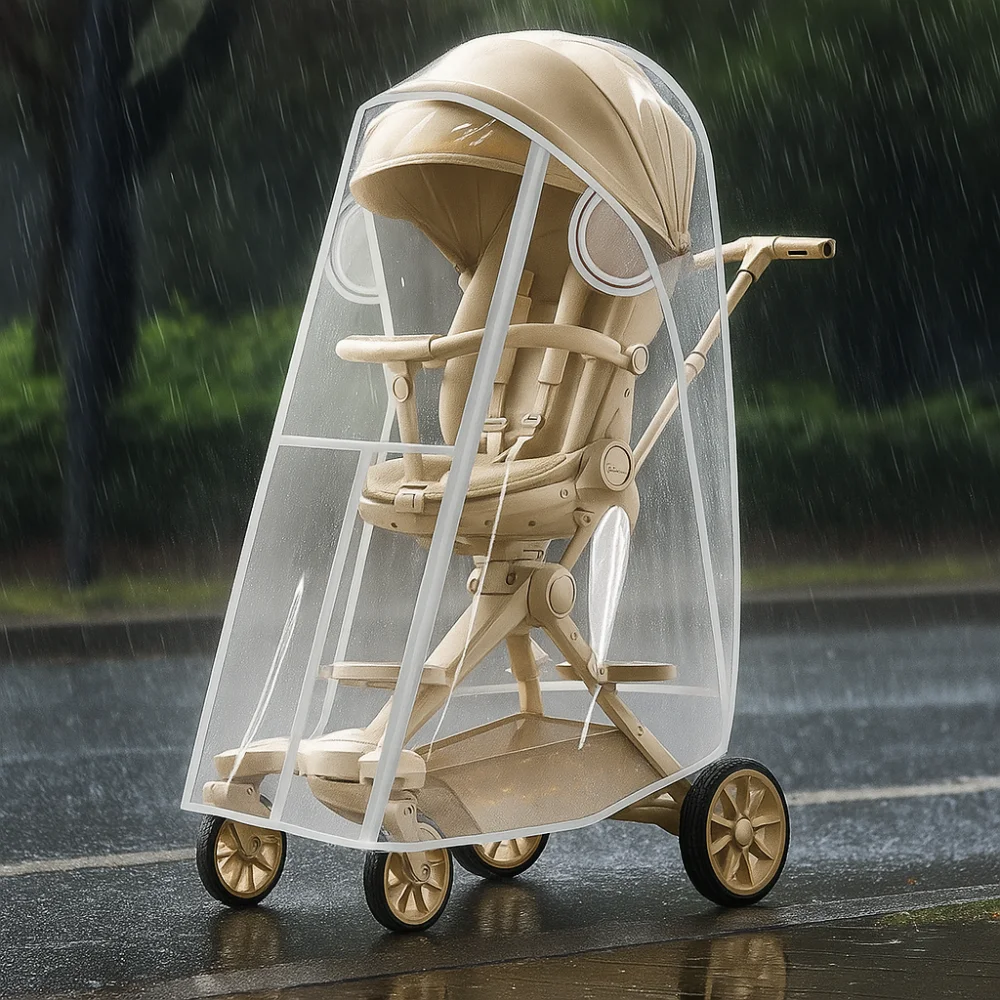 Transparent Baby Strollers Rainproof Cover Windproof Travel Baby Pram Rain Cover Waterproof Nobstructed View Pushchair Raincoat