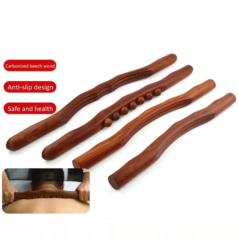 

4pcs Wood Gua Sha Stick Cellulite Therapy Body Massager Scraper Fat Burner Massager for Back Neck Shoulder Leg Slim Gua sha