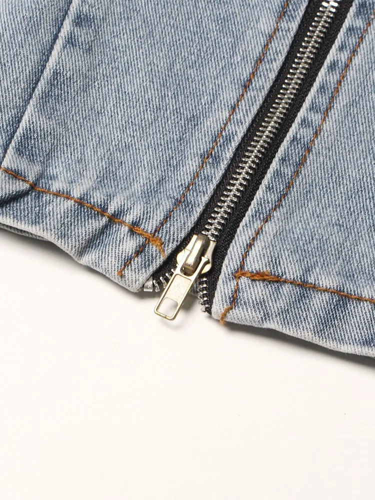 BPN Fashion Detachable Jeans Women's High Waist Spliced Zipper Slimming Streetwear Straight Denim Pants Female Style Clothes New